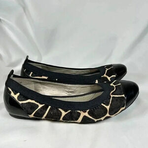 Me Too Kaden 7.5M Calf Hair Giraffe Pattern Patent Leather Black Ballet